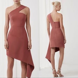 Keepsake the Label Pink One Shoulder Asymmetrical Mini Dress Large